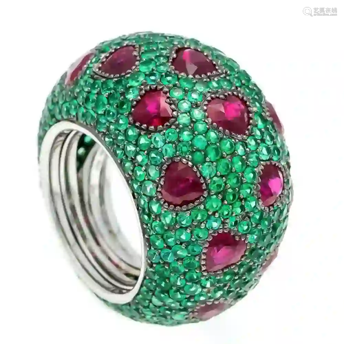 DeGrisogono tsavorite ruby ring WG