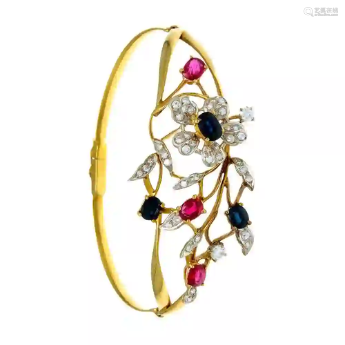 Ruby-sapphire-brilliant bangle GG