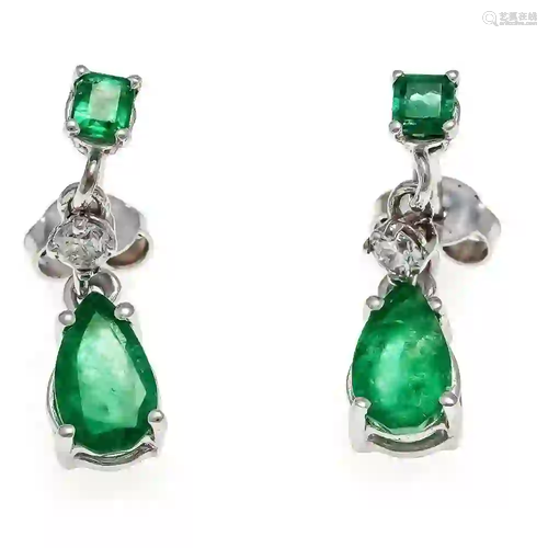 Emerald and brilliant ear studs WG