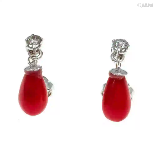 Coral diamond ear studs WG 585/000