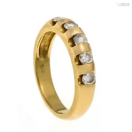 Diamond ring, gold 750/000 with 5