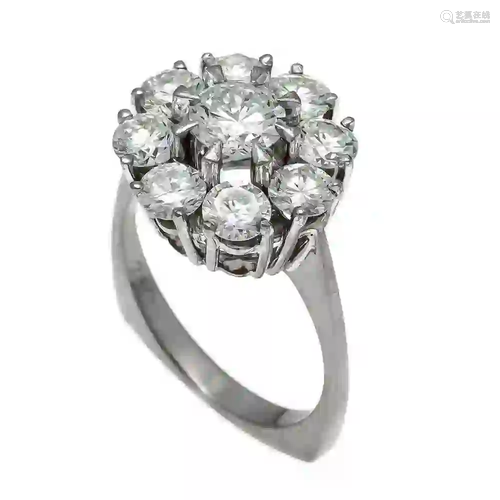 Diamond ring WG 750/000 with 9 bri