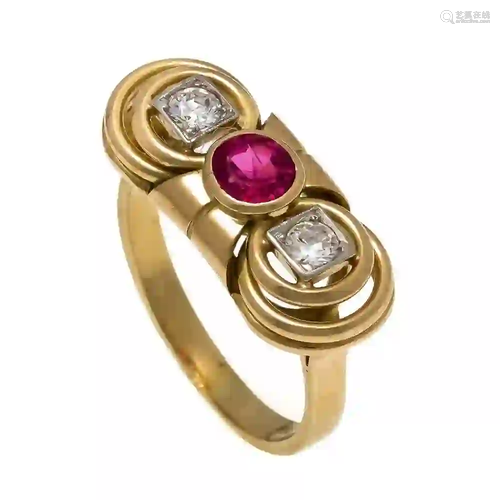 Art Deco ruby old European cut dia