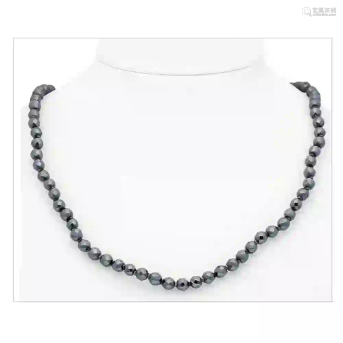 Hematite necklace with ball clasp