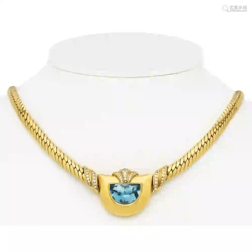 Wempe blue topaz diamond necklace