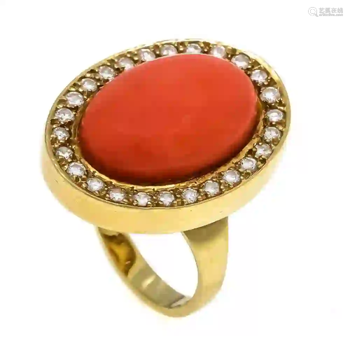 Coral diamond ring GG 585/000 with