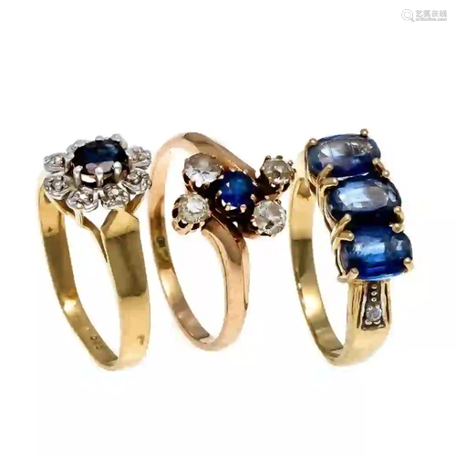 Mixed lot of 3 sapphire diamond ri