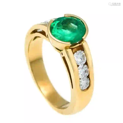 Emerald and brilliant ring GG 750/