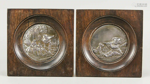 Pair of pewter reliefs, late 19th c