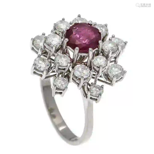 Ruby and diamond ring WG 750/000 w