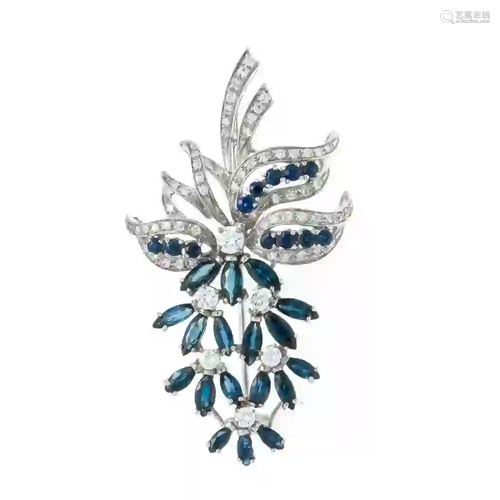 Sapphire-brilliant brooch WG 750/0