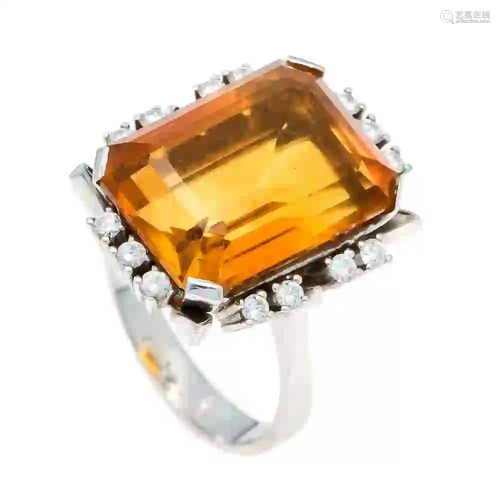 Citrine and brilliant ring WG 585/