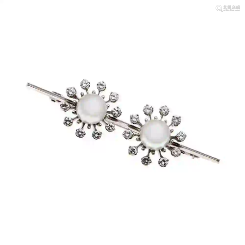 Akoya diamond brooch WG 750/000 un