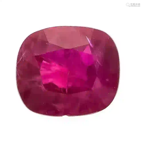 Ruby 1.5 ct, red, cushion / brilli