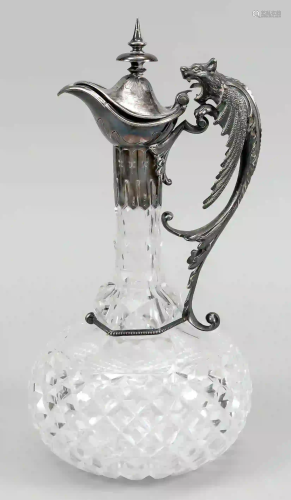 Carafe with silver mount, German, c