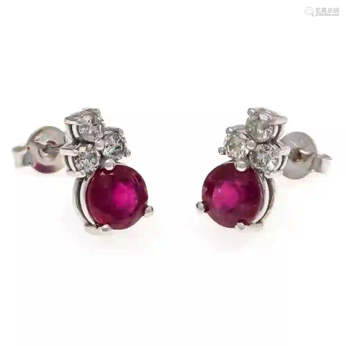 Ruby and brilliant ear studs WG 58