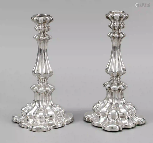 Pair of candlesticks, 19th c., sil