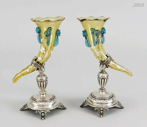 Pair of flute vases, German, 20th