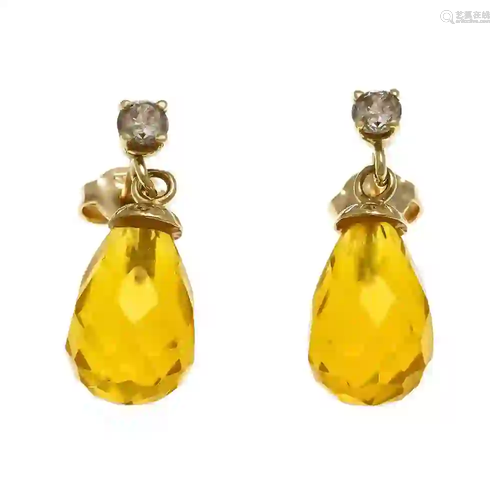 Citrine and brilliant ear studs GG