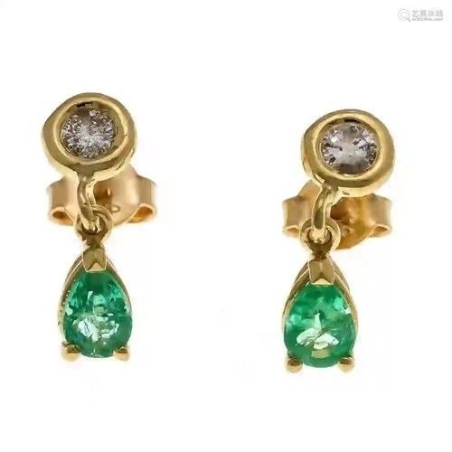 Emerald and brilliant ear studs GG