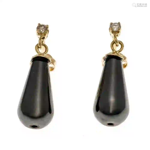 Hematite diamond ear studs GG 585/