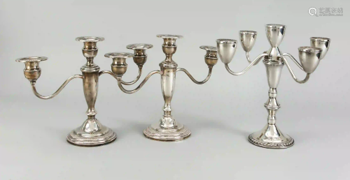 Pair of three-light candelabra, US