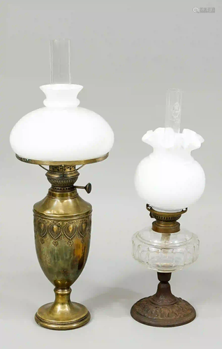 2 Petroleum lamps, late 19th c., 1