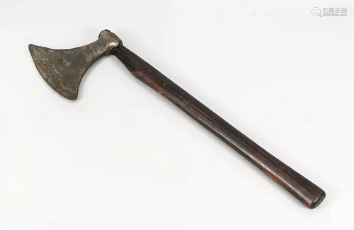 Axe, 20th c., dark wooden shaft, ir