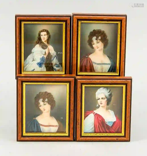 4 miniatures, 20th century, portrai