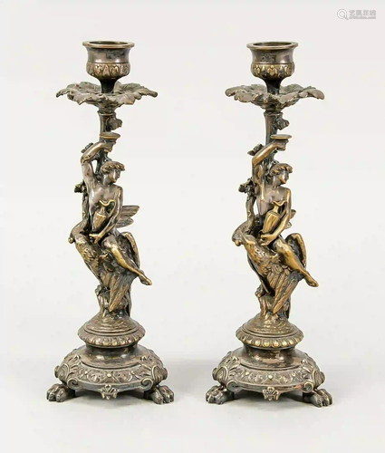 Pair of Ganymede candlesticks, 19th