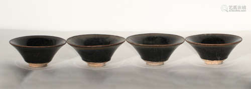 SET OF FOUR CHINESE JIAN ZHAN BOWLS