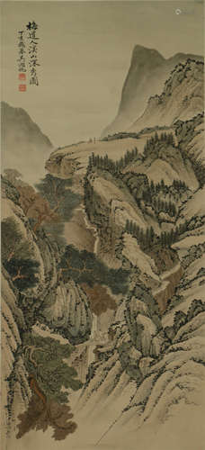 CHINESE SCROLL PAINTING OF MOUNTAINS LANDSCAPE