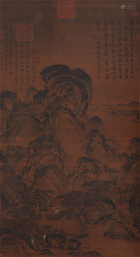 CHINESE SCROLL INK PAINTING OF MOUNTAINS