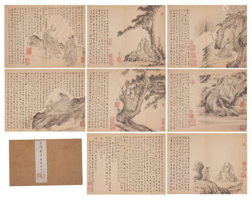 CHINESE ALBUM OF PAINTINGS LUOHAN AND CALLIGRAPHY