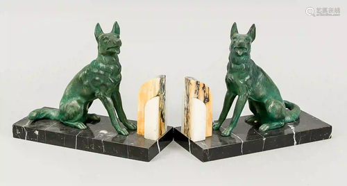 Pair of art deco bookends with shep