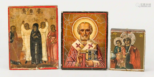 Mixed lot of 3 small icons, Russia,