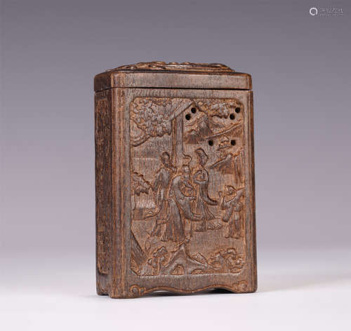 A CHINESE AGARWOOD SCHOLAR'S MOTIF INCENSE BOX