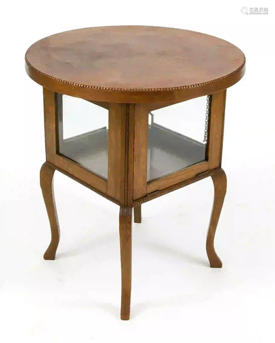 Tea table around 1920, oak, glazed