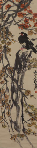 CHINESE SCROLL PAINTING OF BIRD ON BRANCHES