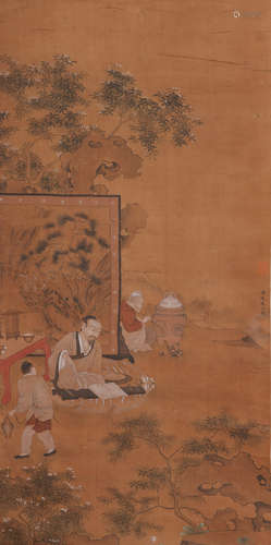 CHINESE SCROLL PAINTING OF FIGURE STORY