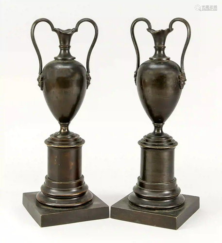 Pair of bronze vases, late 19th c.