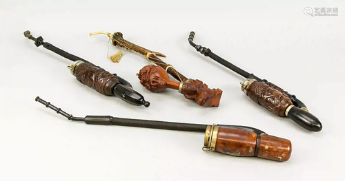 Set of 4 hunting pipes, 19th/20th c