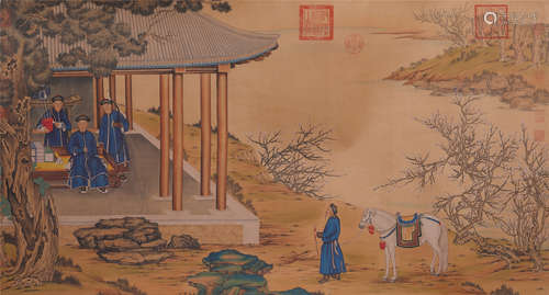 CHINESE SCROLL PAINTING OF FIGURE STORY