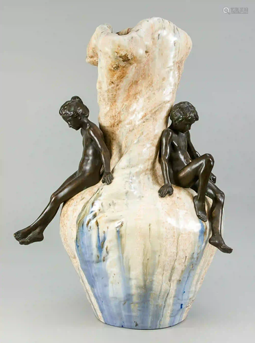 Sculptural art nouveau vase with fi