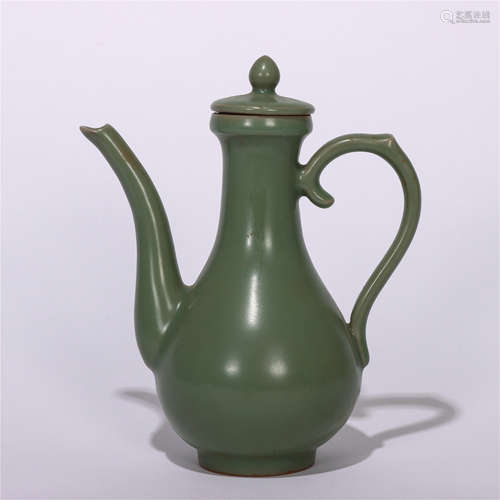 CHINESE LONGQUAN KILN PLUM GREEN GLAZE TEAPOT