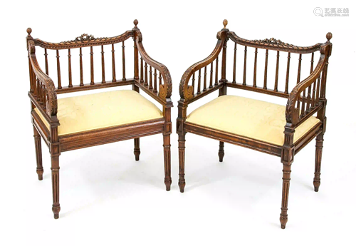 Two armchairs around 1880, beech wo