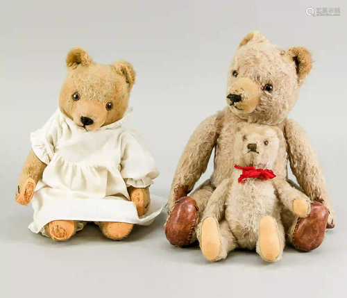 3 teddy bears, 1st quarter 20th c.,