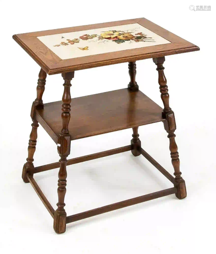 Side table around 1890, solid oak,