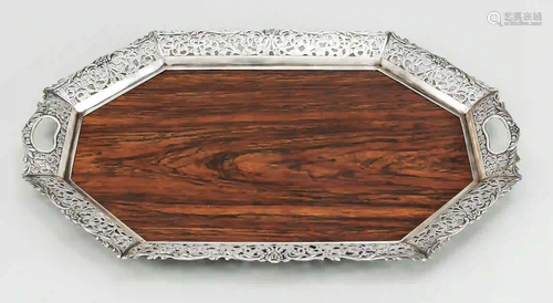 Rectangular tray, 20th c., plated,