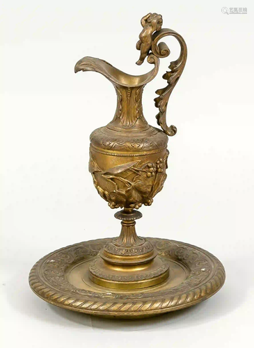 Jug with bowl, late 19th c. Bronze